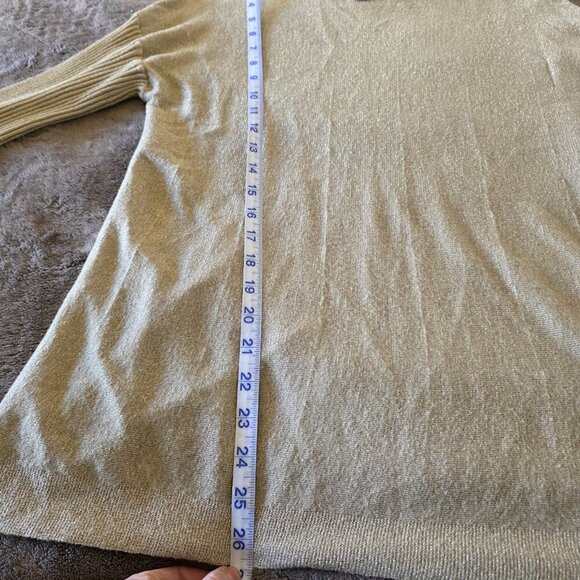 Vince Camuto Gold Metallic Lurex Boat Neck Bell Sleeve Sweater Sz S - Picture 16 of 16